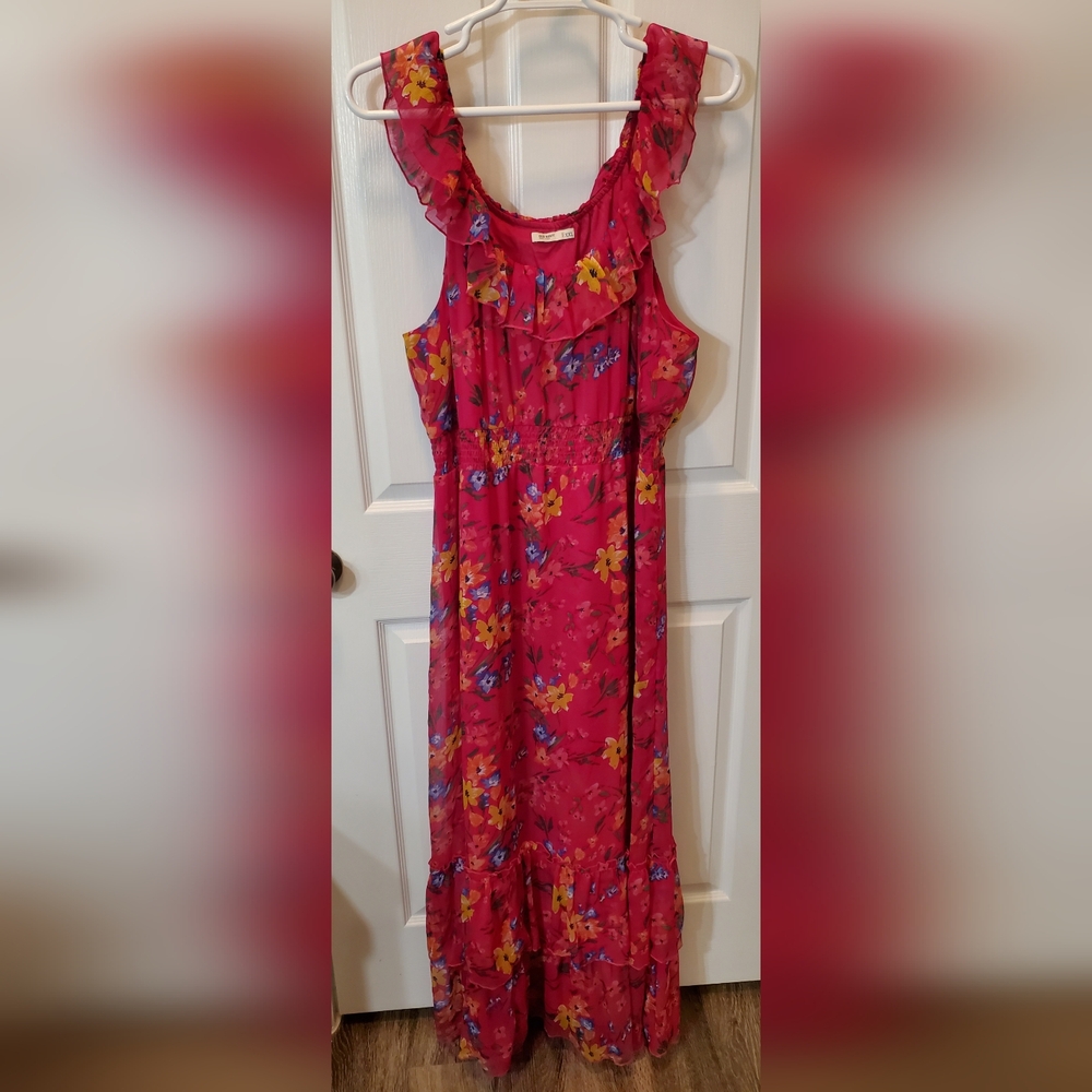 Old Navy Pink Maxi Sundress with Flutter Sleeves